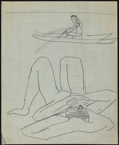 Figure in a Rowboat and Reclining Female Nude
