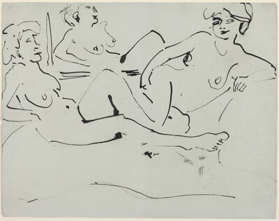 Dodo and an Older Woman Reclining before a Mirror