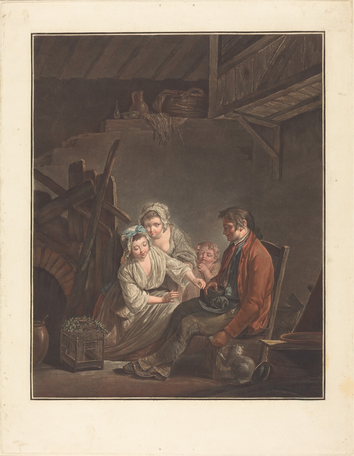 L'Oiseau privé by Jean-François Janinet after Jean Jacques Lagrenée II