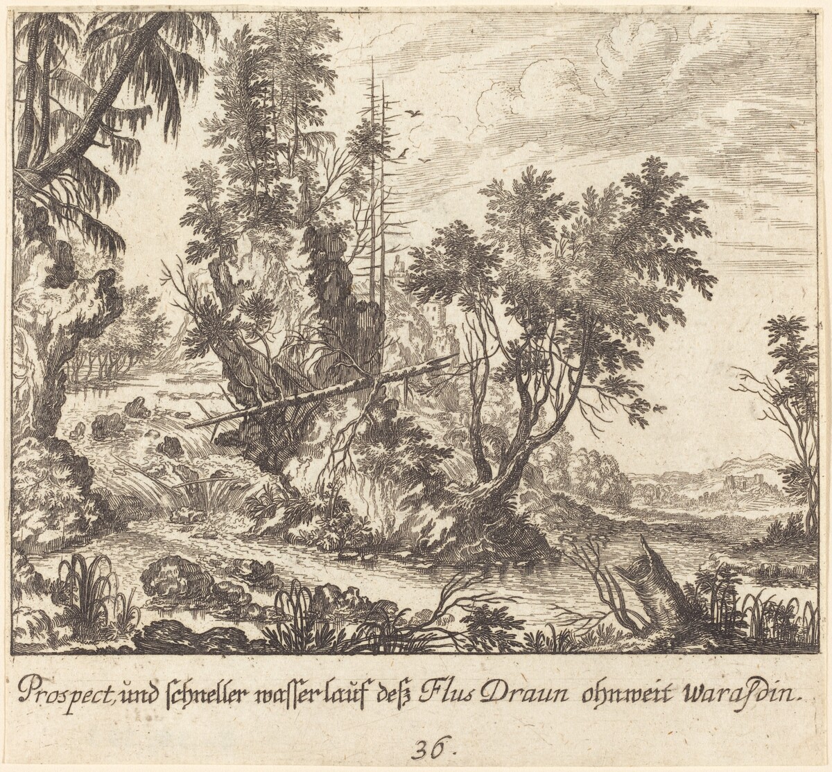 Draun River by Melchior Küsel after Johann Wilhelm Baur