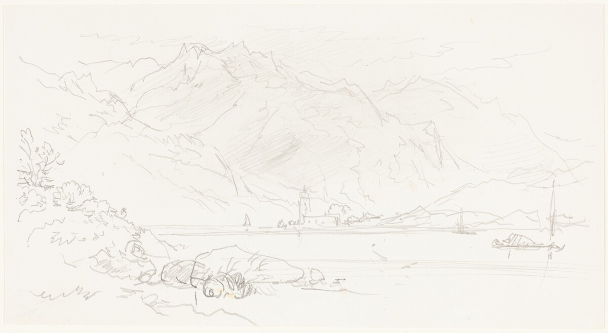 Lake in a Mountainous Landscape by Myles Birket Foster