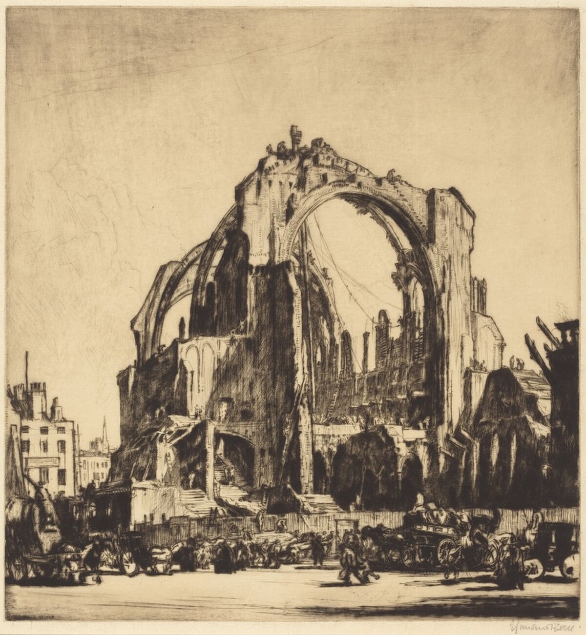 Demolition of St. James's Hall, Exterior by Muirhead Bone