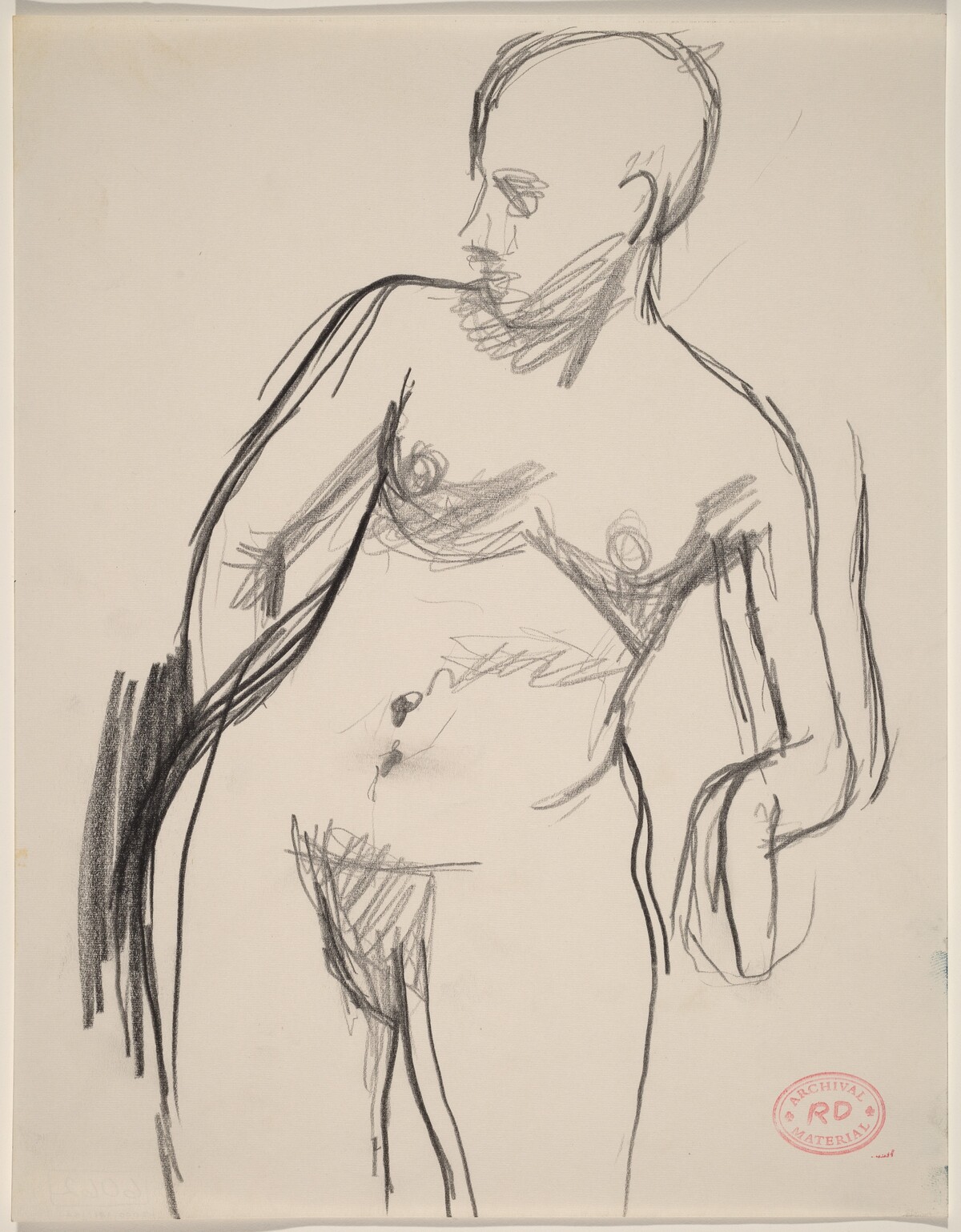 Untitled [standing female nude leaning on her left elbow] by Richard Diebenkorn