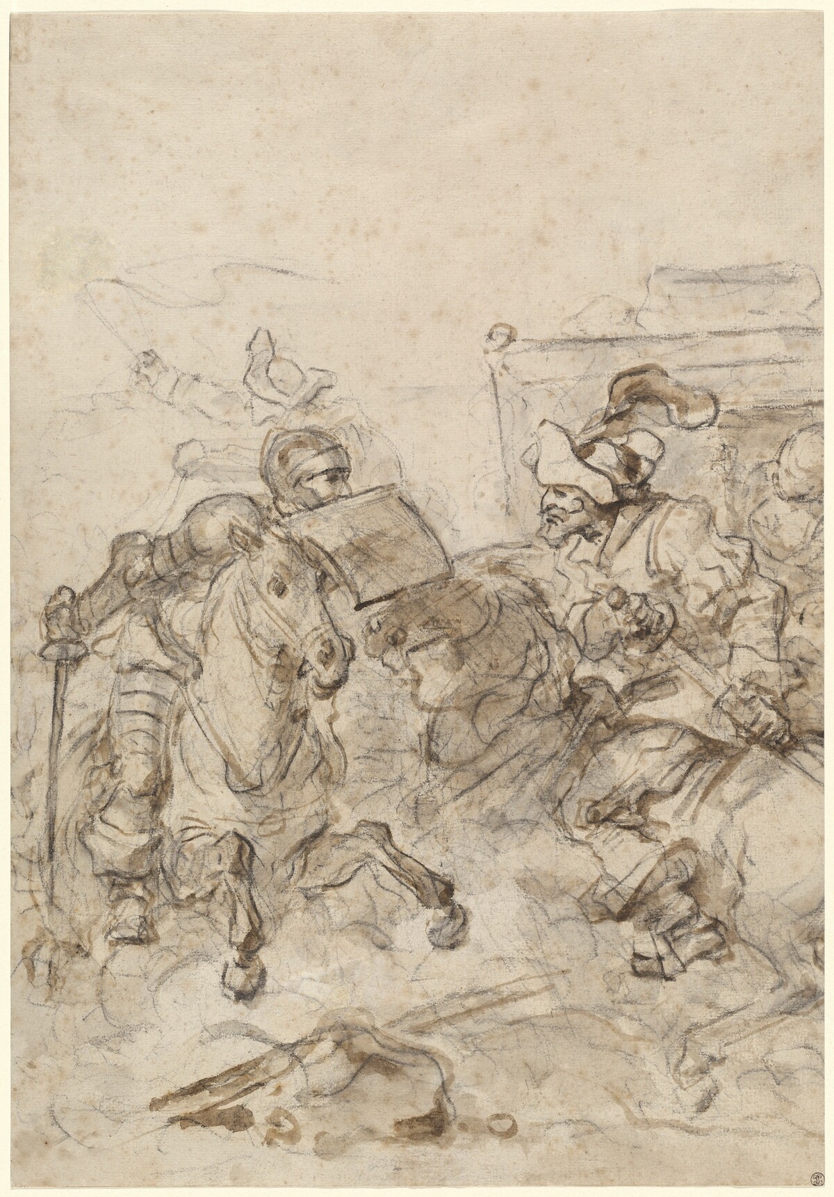 Don Quixote Attacking the Biscayan by Jean-Honoré Fragonard