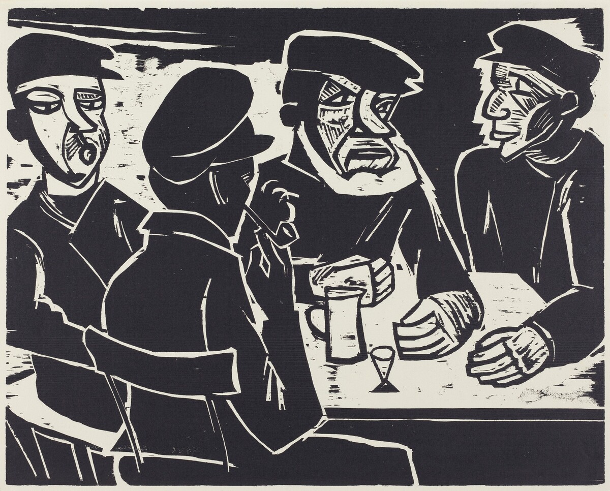 Fishermen Seated at a Table by Max Pechstein