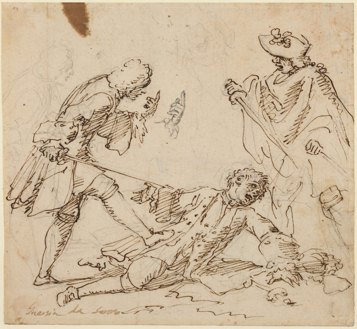 Three Men Fighting by Italian 17th or 18th Century