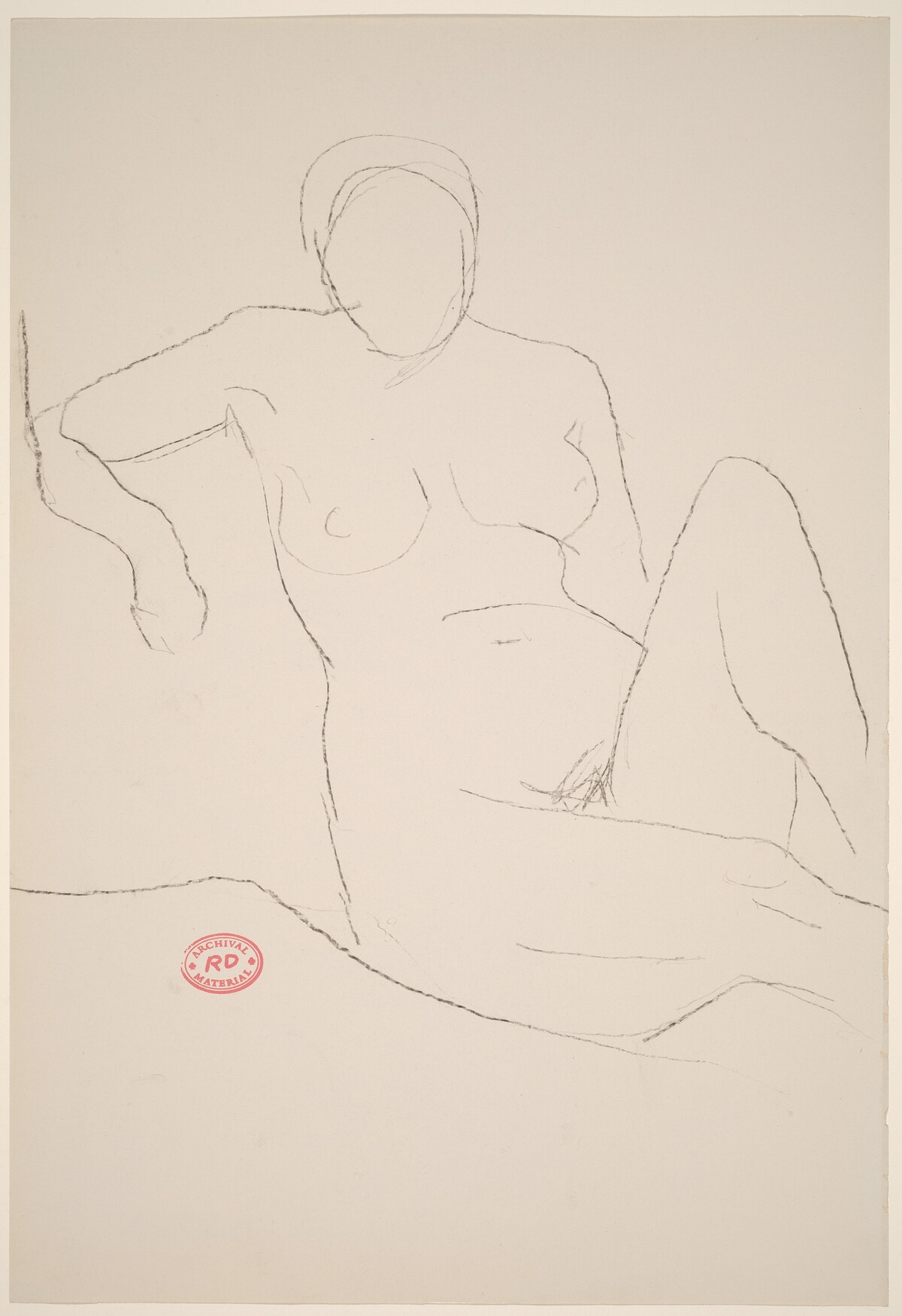Untitled [seated female nude with right arm over support] by Richard Diebenkorn