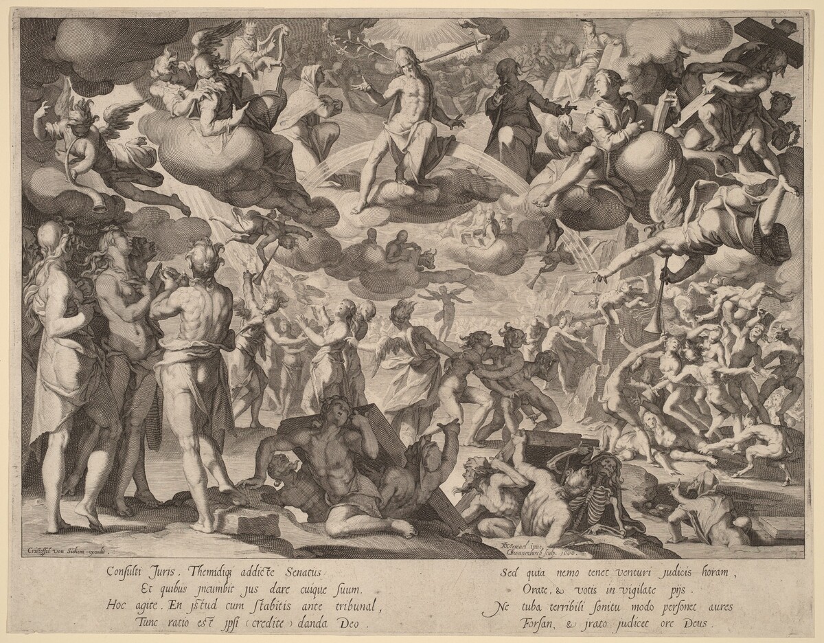 The Last Judgment by Willem Swanenburgh, after Joachim Anthonisz Wtewael