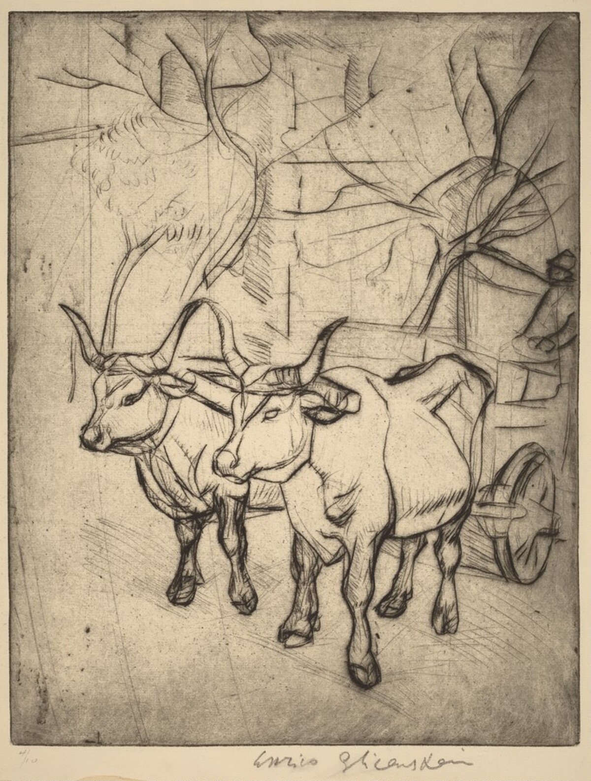 Oxcart by Henryk Glicenstein