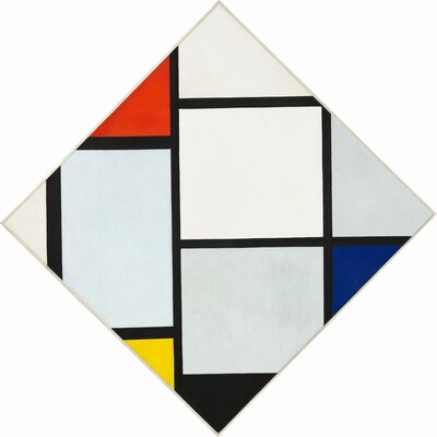 Tableau No. IV; Lozenge Composition with Red, Gray, Blue, Yellow, and Black