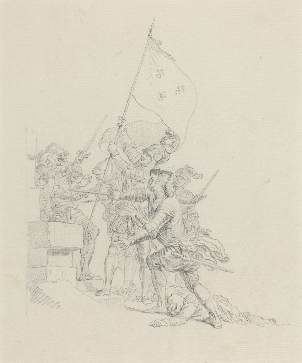 Il monte: il a déjà de ses mains triomphantes... by Hubert François Gravelot