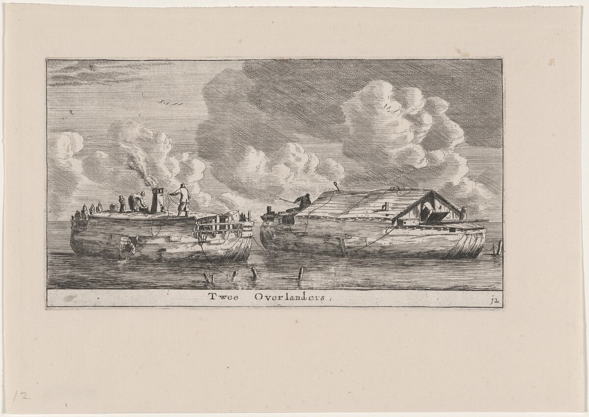 Two "Overlanders" or Houseboats by Reinier Nooms, called Zeeman