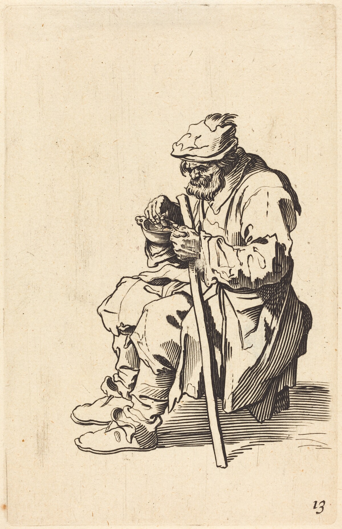 Beggar Eating by after Jacques Callot
