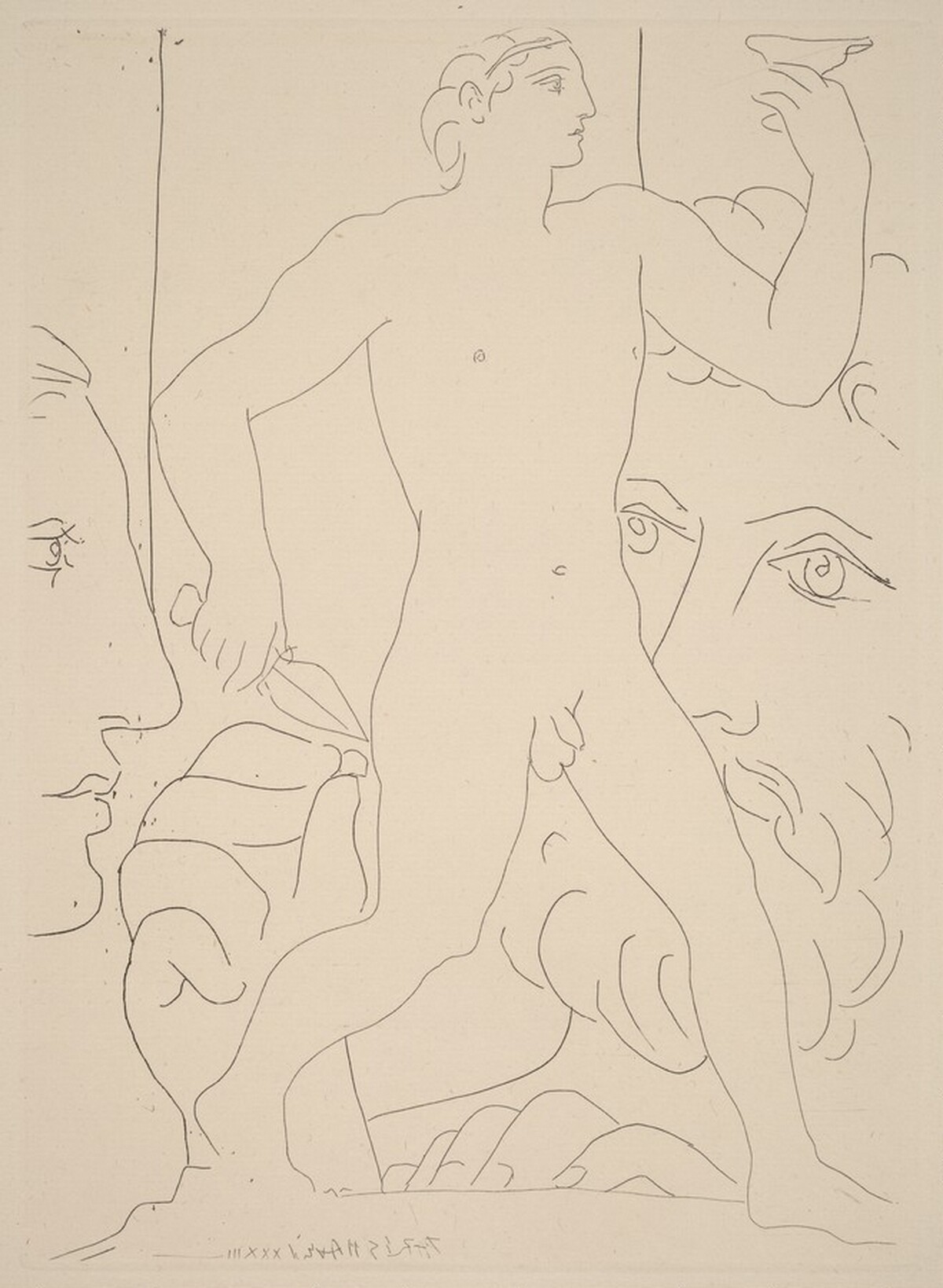 Marie-Thérèse, the Sculptor at Work, and a Sculpture Representing a Greek Athlete (Marie-Thérèse, sculpteur au travail et sculpture représentant un athlète grec by Pablo Picasso