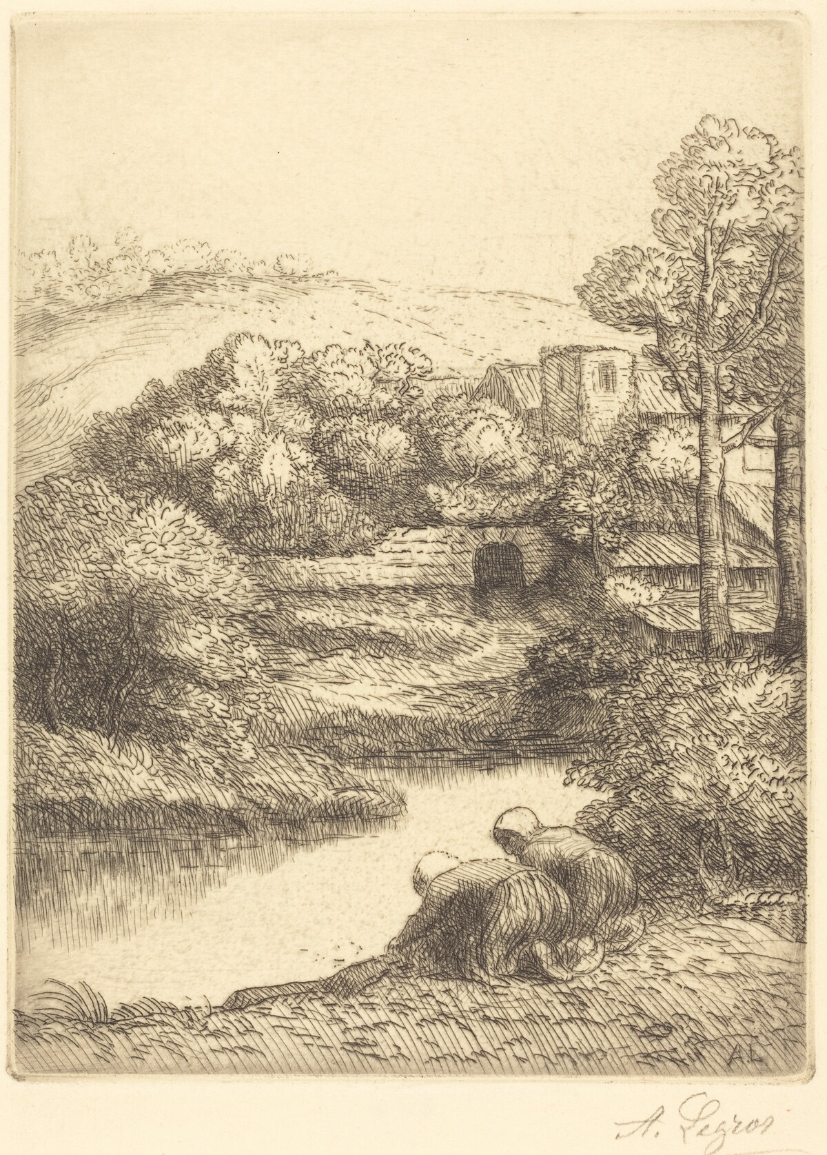Wash-house, called "The Washerwomen" (Le lavoir, dite "Les Laveuses") by Alphonse Legros