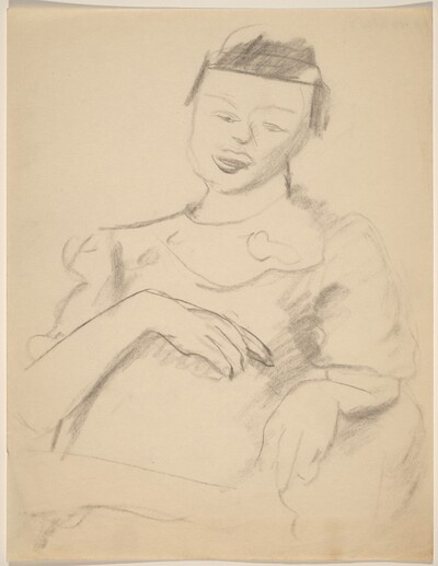 Half-Length Portrait of Seated Woman Facing Front
