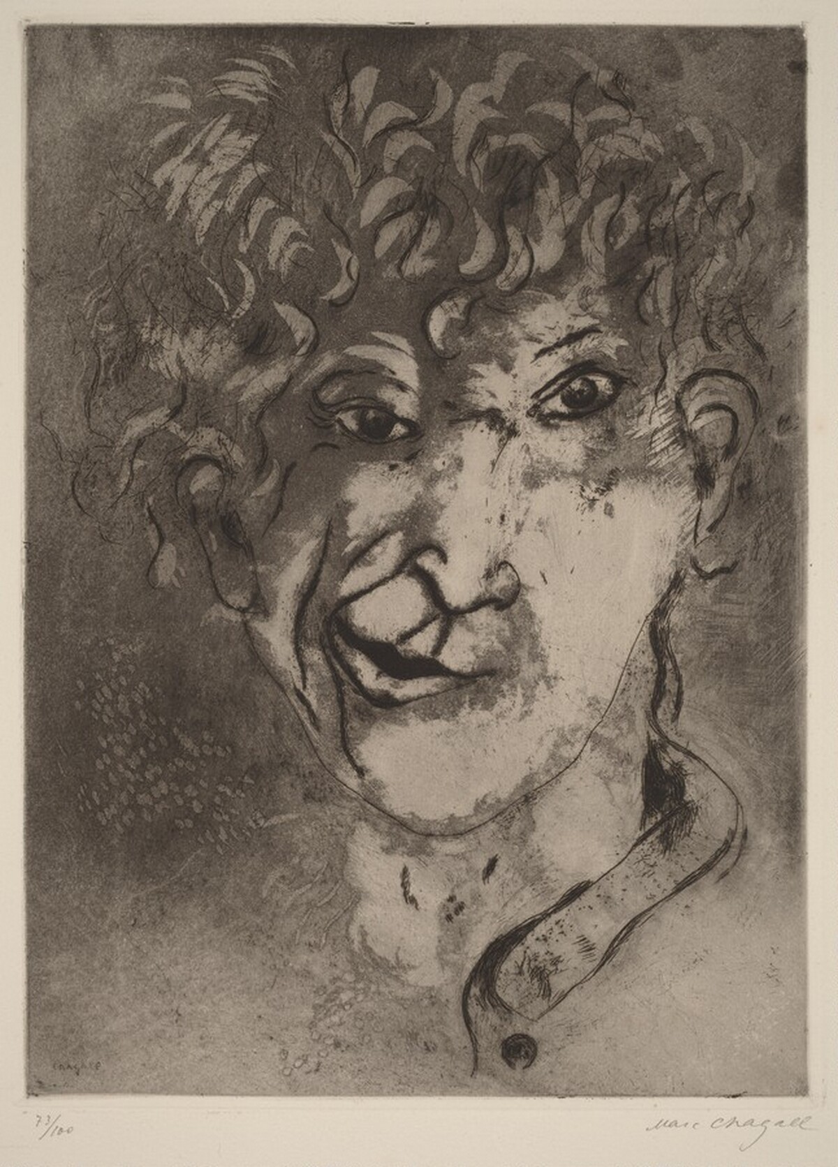 Self-Portrait with a Grimace by Marc Chagall