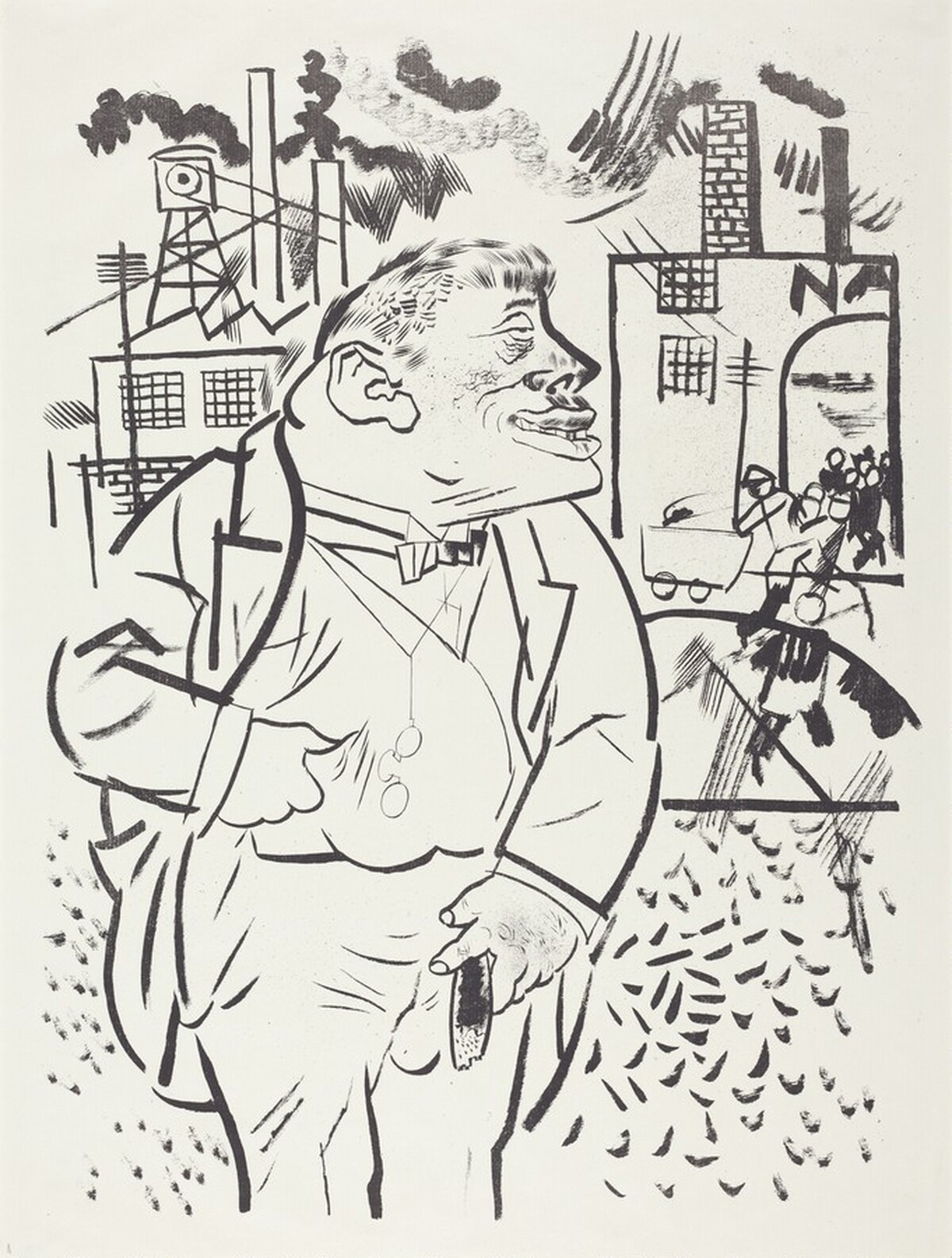 "I will root up from my path whatever obstructs my progress toward becoming the master."  ("Ich will alles um mich her ausrotten, was mich einschränkt, das ich nicht Herr bin.") by George Grosz