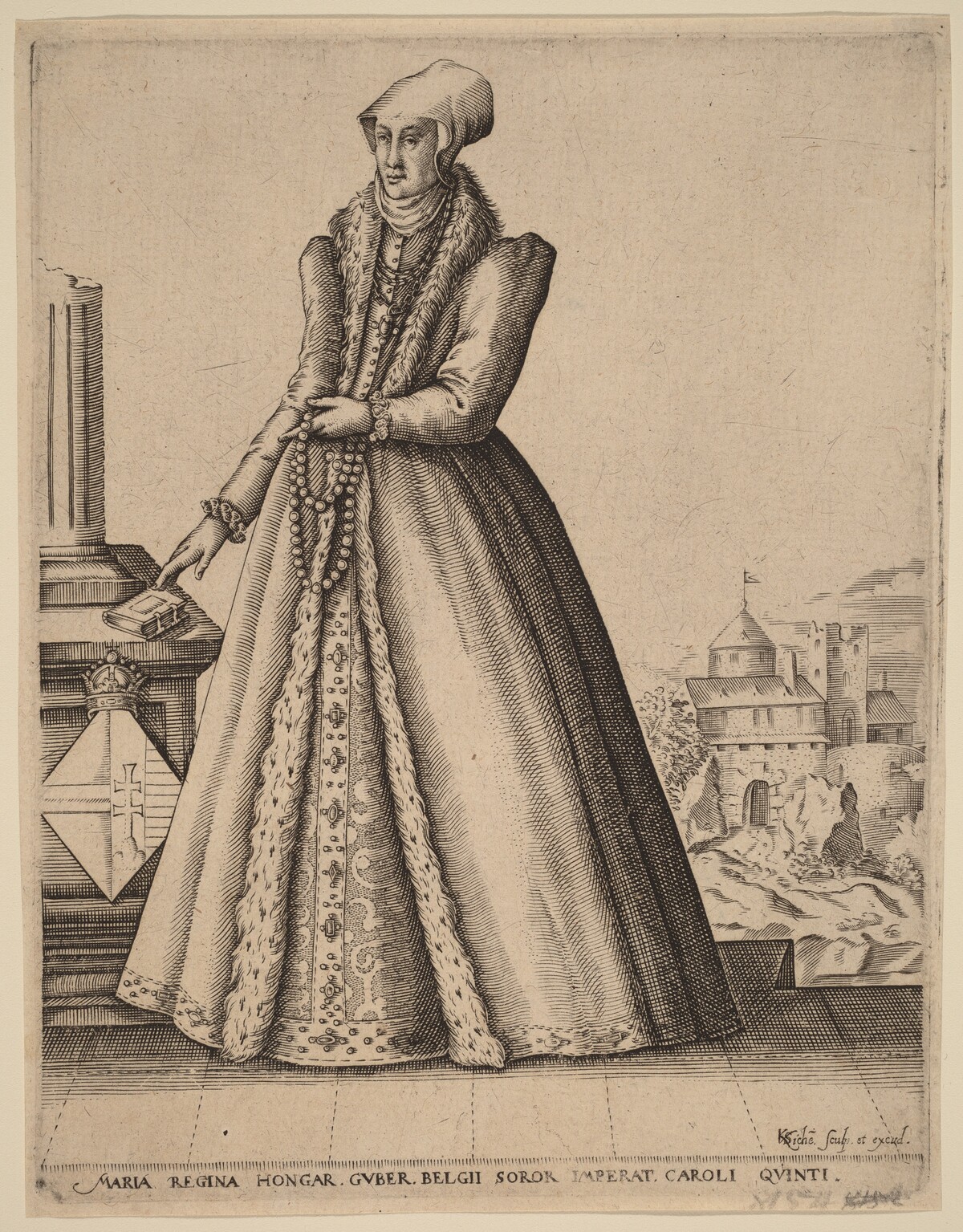 Mary, Queen of Hungary by Karel van Sichem after Christoffel van Sichem I