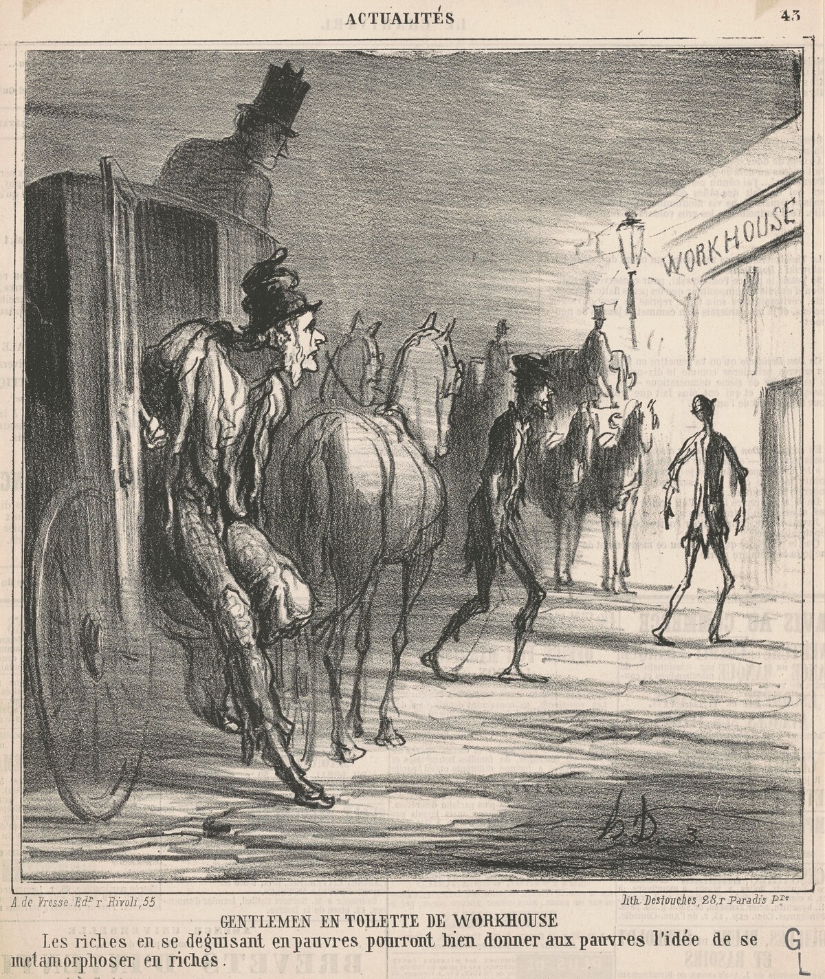 Gentlemen en toilette de workhouse by Honoré Daumier