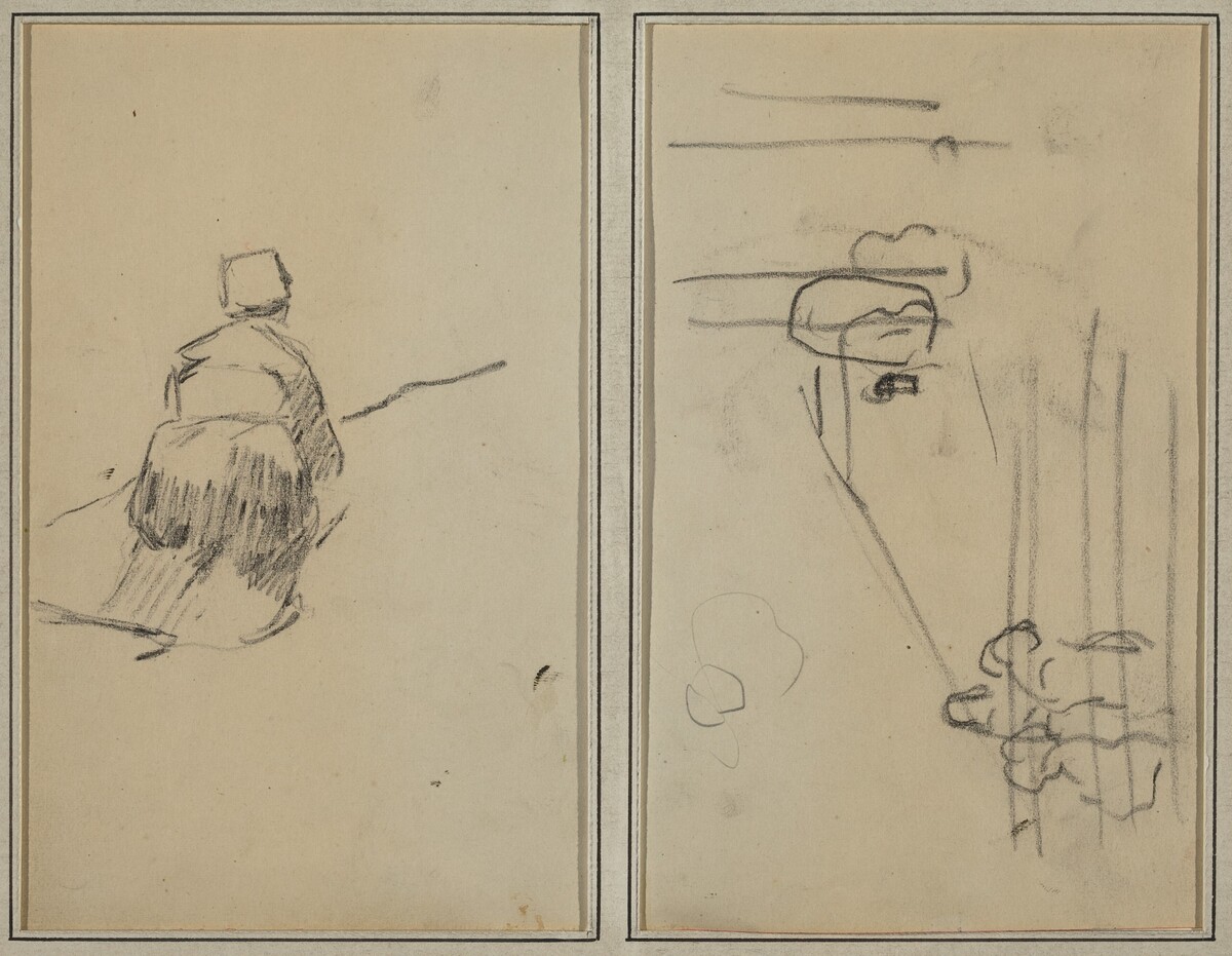 A Breton Woman Walking; Sketch with Stairs [verso] by Paul Gauguin