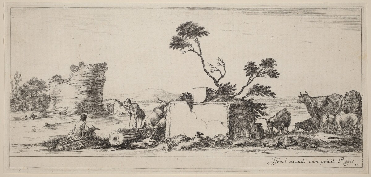 Campagna Scene with Artist Sketching by Stefano Della Bella