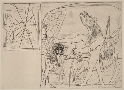 Blinded Minotaur Led by a Girl I (Minotaure aveugle guide par une fillette I)