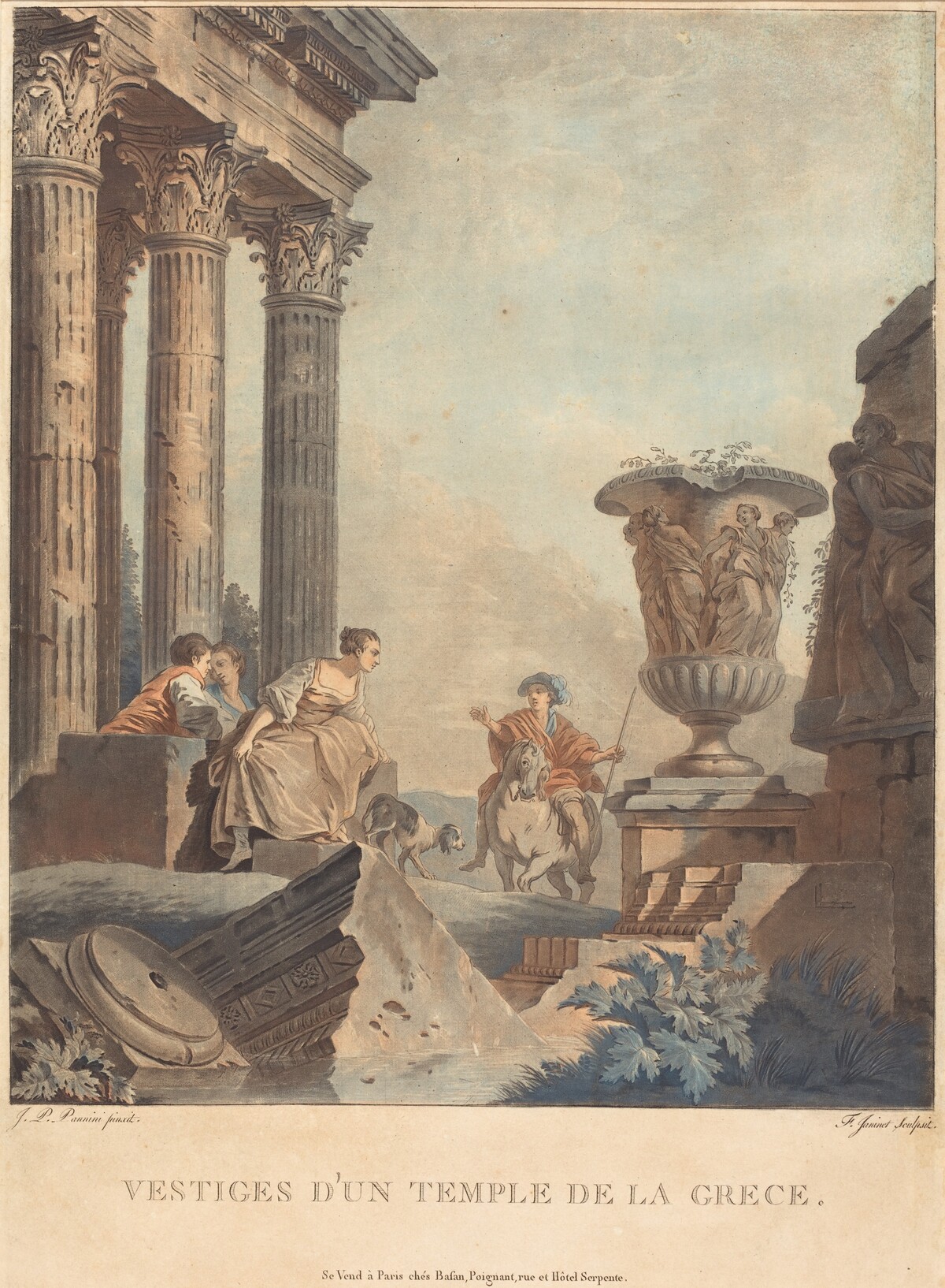 Vestiges d'un temple de la Grece by Jean-François Janinet after Giovanni Paolo Panini