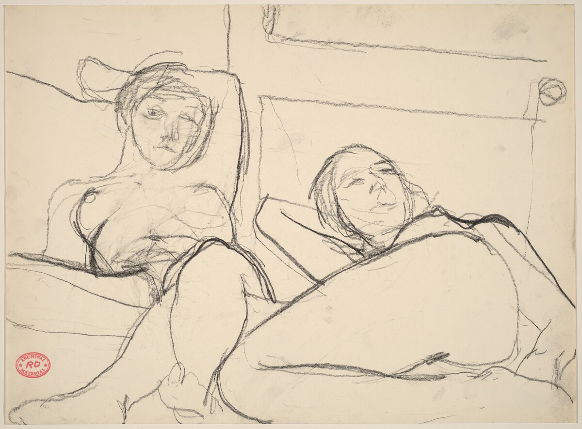 Untitled [two female nudes reclining before a door] by Richard Diebenkorn