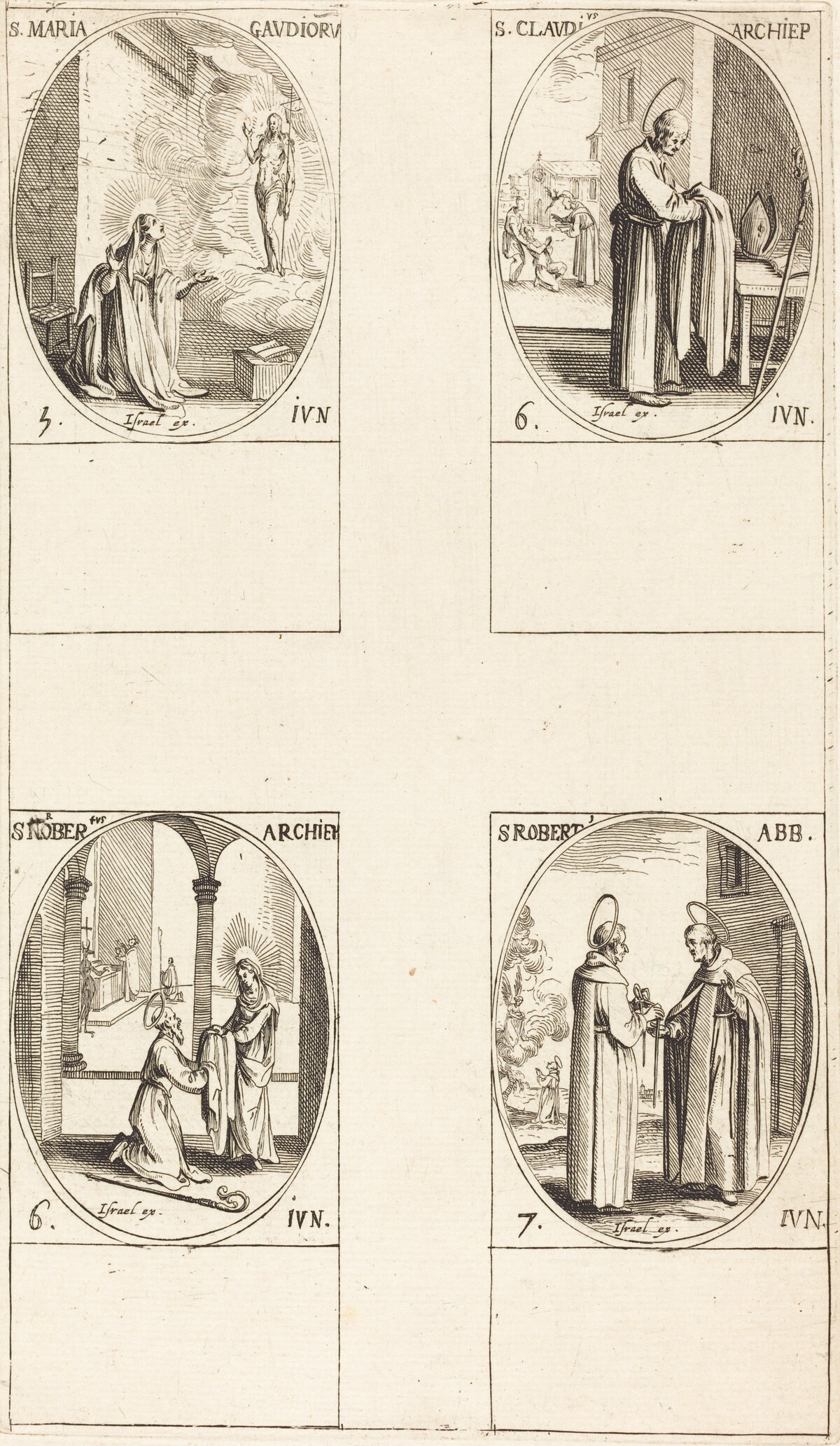 St. Maria Gaudioru; St. Cladius; St. Norbert; St. Robert by Jacques Callot