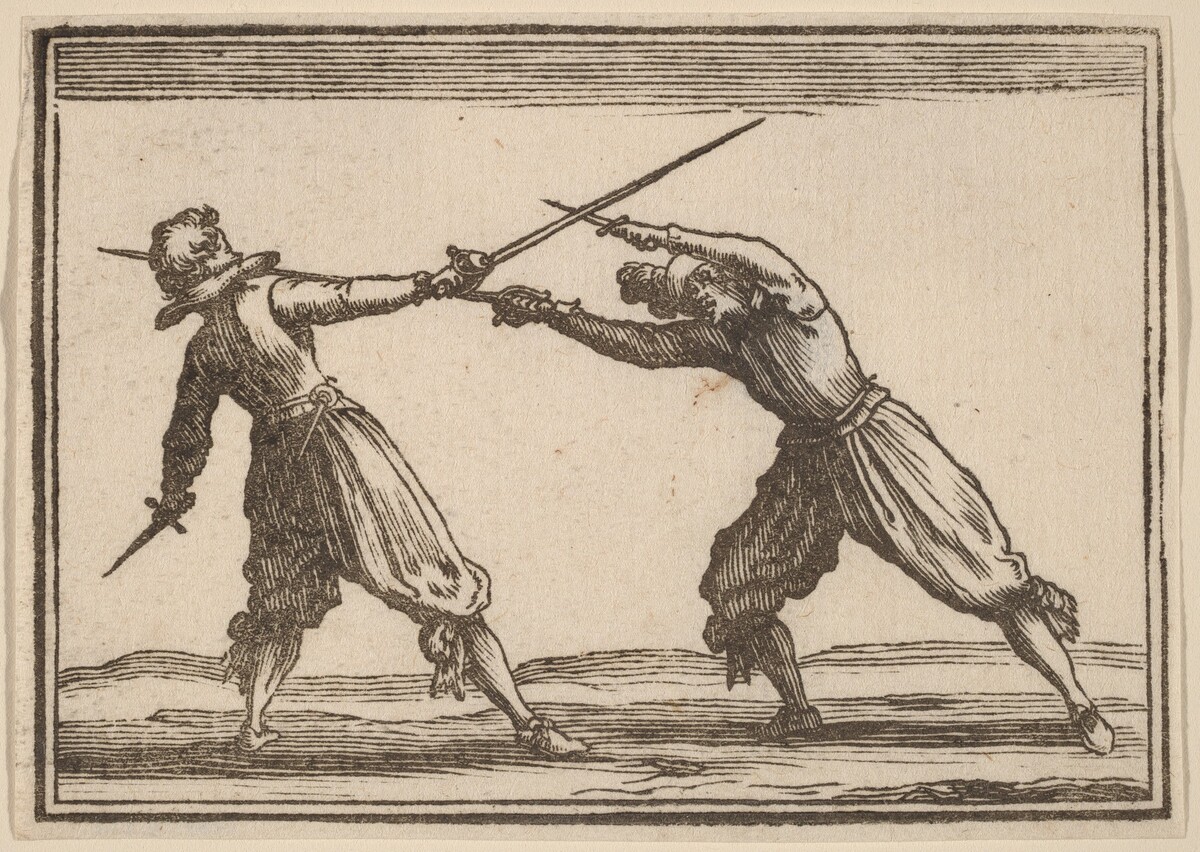 Duel with Swords and Daggers by Edouard Eckman after Jacques Callot