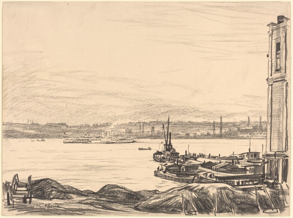 The Jersey Shore from Riverside Drive by Sir Muirhead Bone