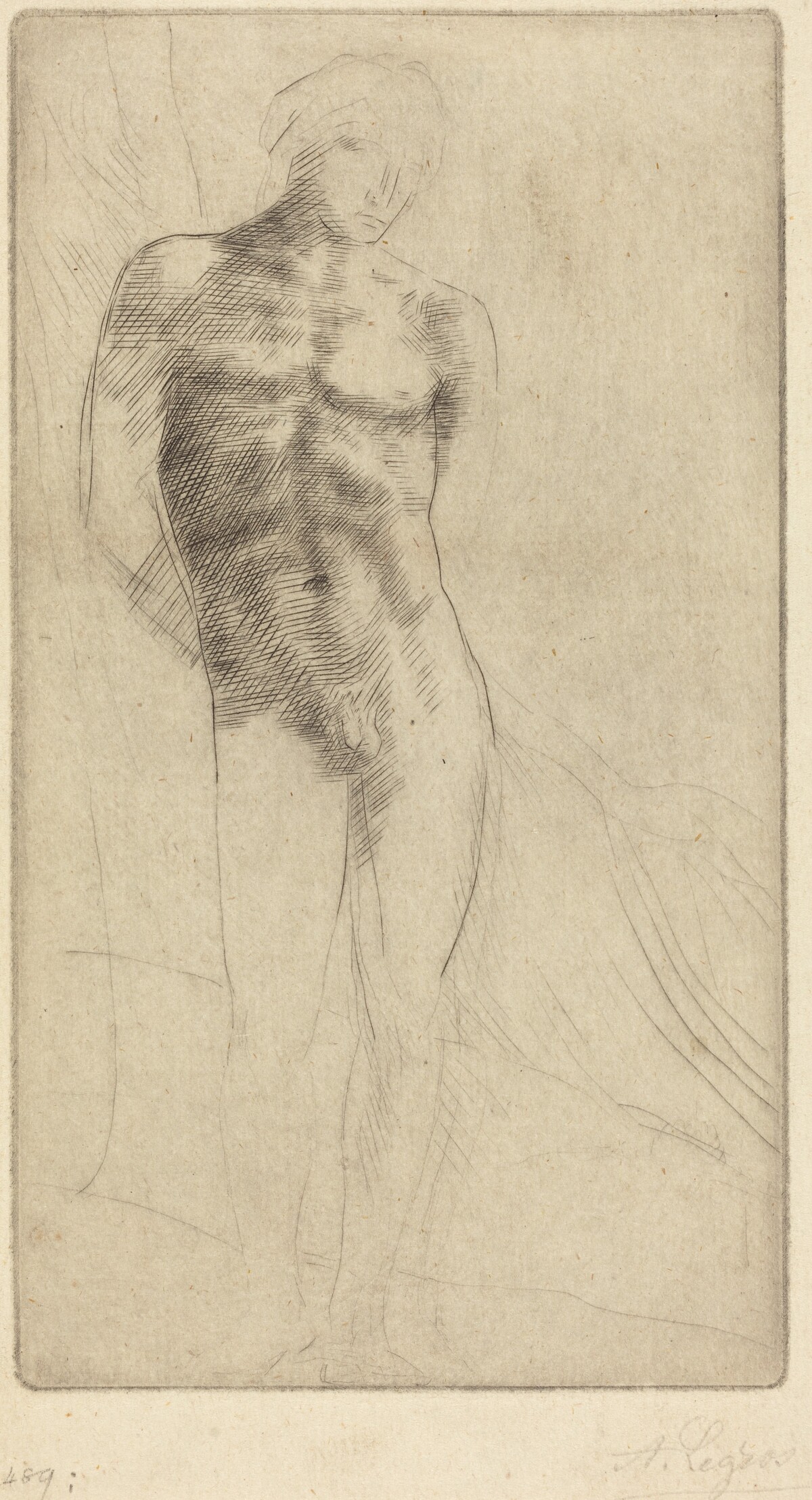 Study of a Nude Figure (Etude de figure nue) by Alphonse Legros