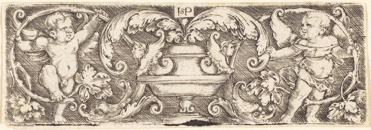 Ornament with a Vase Between Two Genii by Sebald Beham