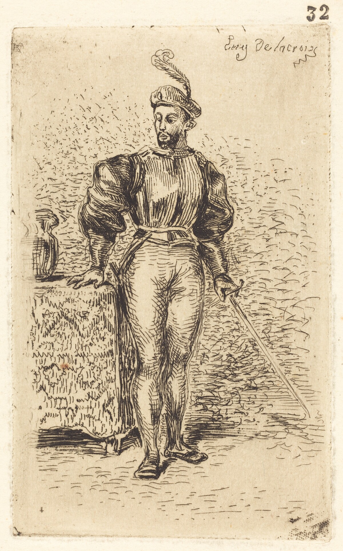 A Man with Weapons (Un Homme d'armes) by Eugène Delacroix