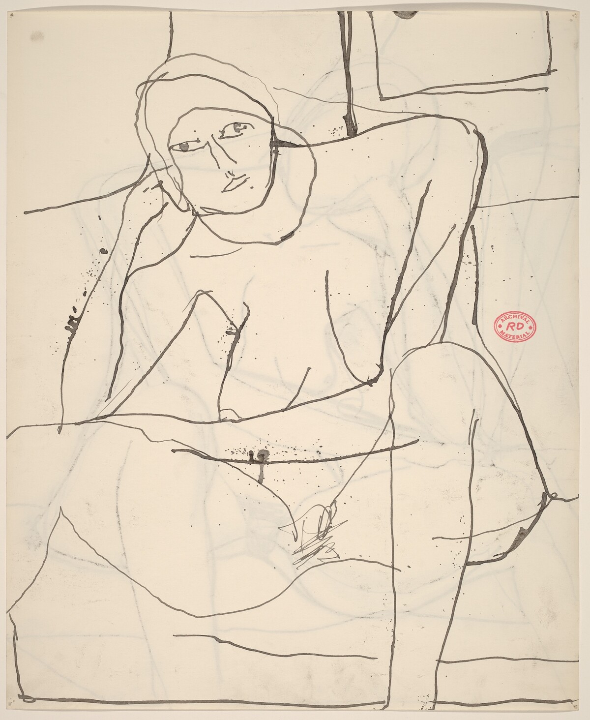 Untitled [seated nude resting her head on her right hand] [recto] by Richard Diebenkorn