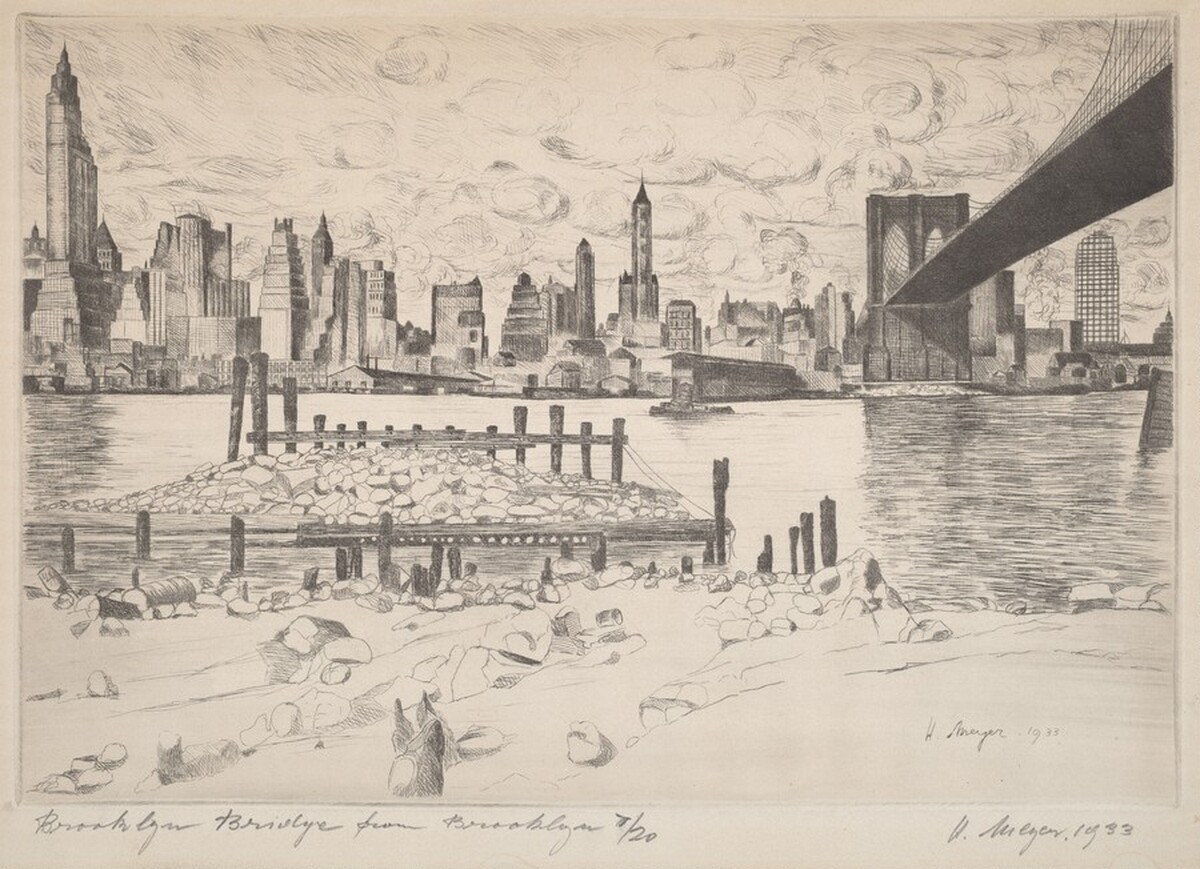 Brooklyn Bridge From Brooklyn by Herman Meyer