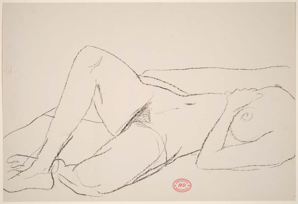 Untitled [reclining female nude seen from chest to feet] by Richard Diebenkorn