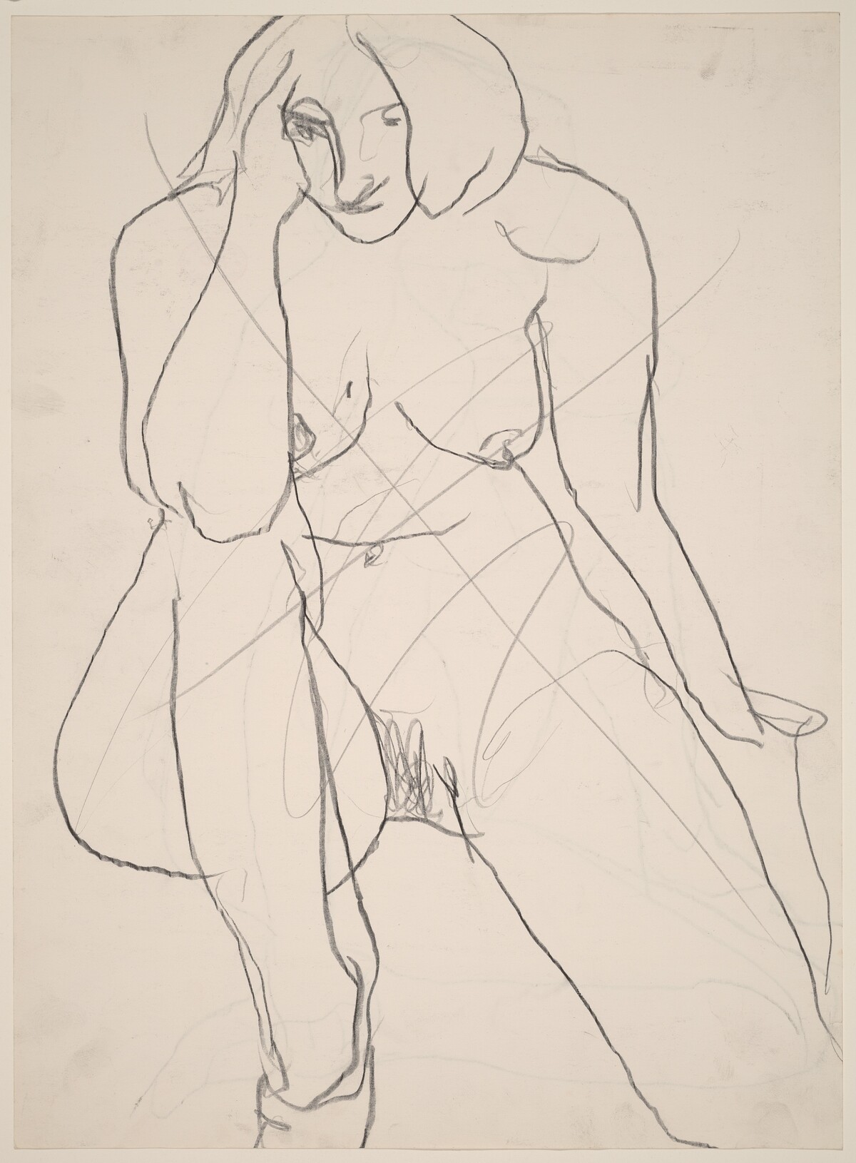 Untitled [front view of female nude kneeling on one leg] [verso] by Richard Diebenkorn