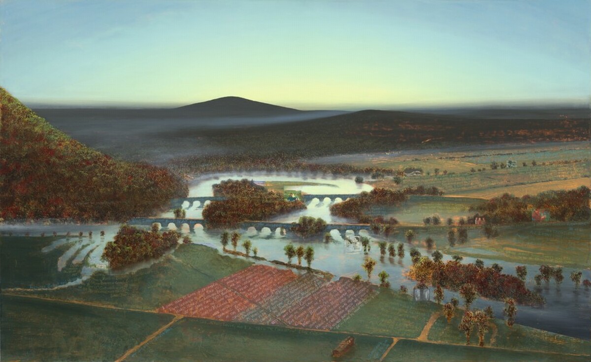 Flooded Oxbow with Green Light, for Betty and Agnes Mongan (Mass MoCA #265) by Stephen Hannock