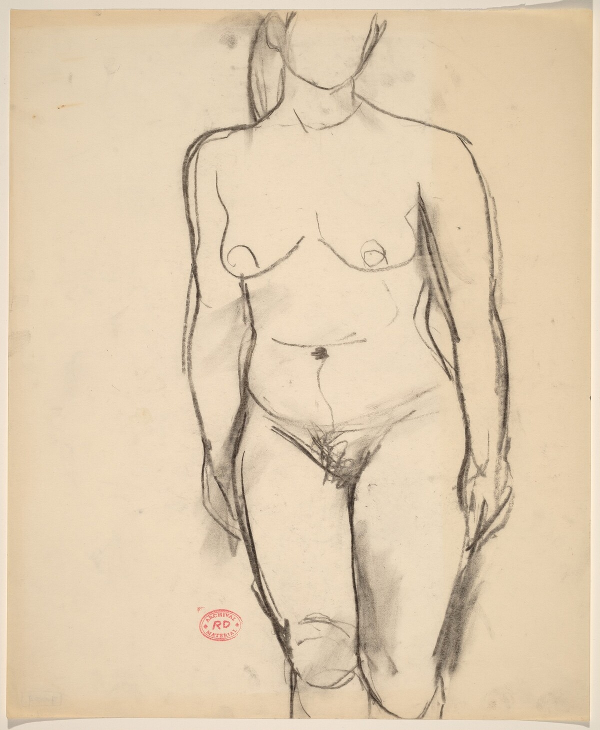 Untitled [standing nude with arms at her sides] by Richard Diebenkorn
