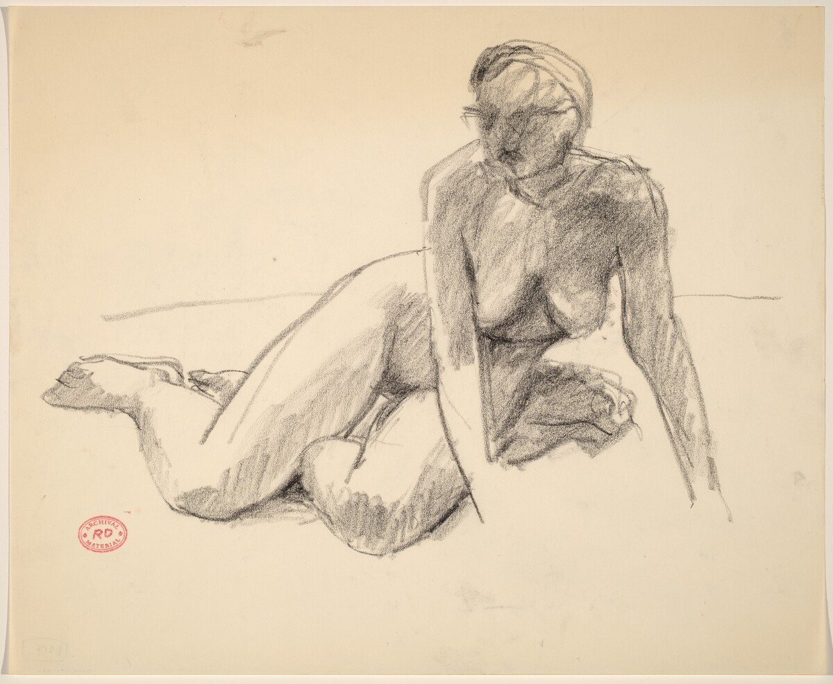 Untitled [seated female nude leaning on hands] by Richard Diebenkorn