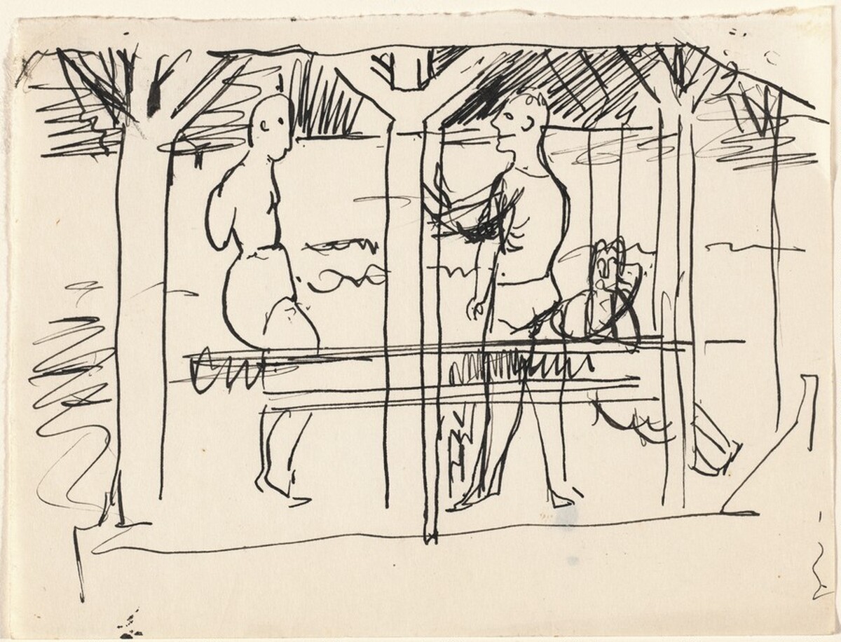 Three Figures under Cover Outdoors by Mark Rothko
