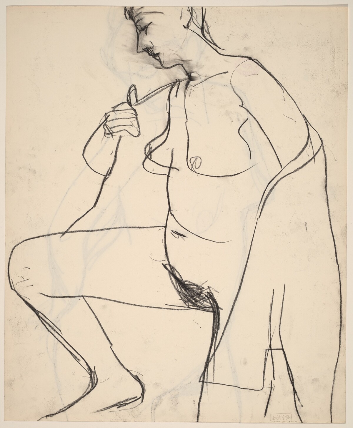 Untitled [nude with shirt pulled over her shoulder] [verso] by Richard Diebenkorn