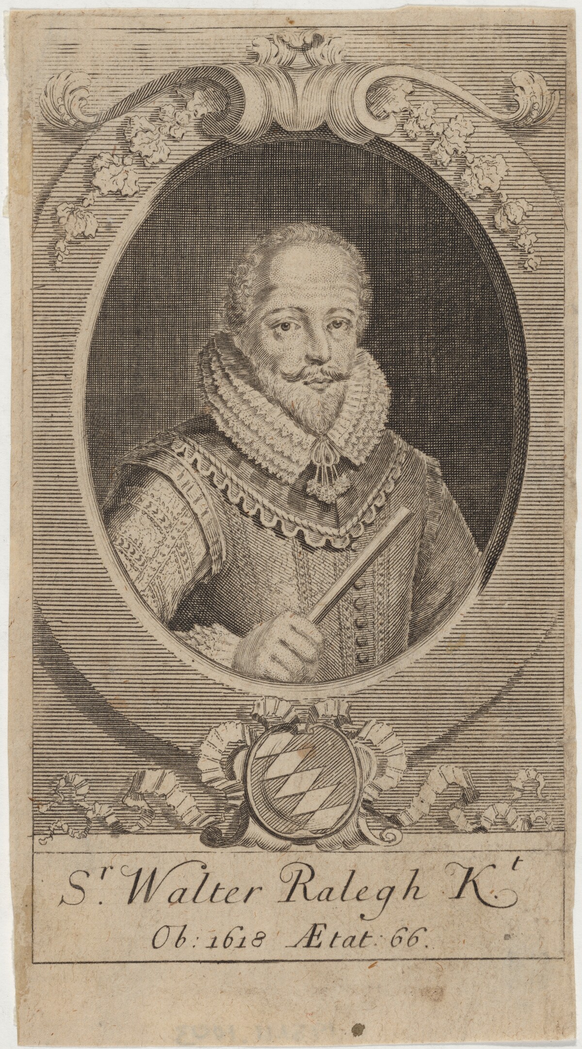 Sir Walter Raleigh by after Simon de Passe after Robert Vaughan