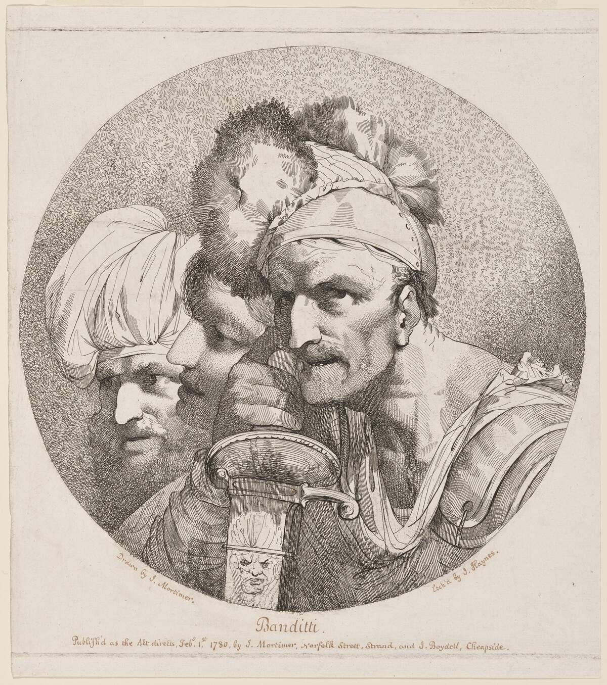 Banditti: Three Heads by Joseph Haynes, after John Hamilton Mortimer