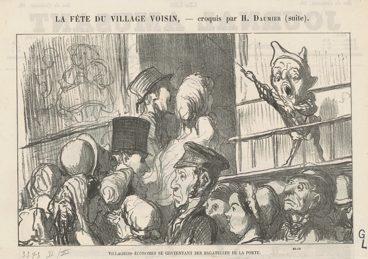Villageois économes se contentant ... (recto);  A la campagne, pas de grèves de cochers ... (verso) by Honoré Daumier