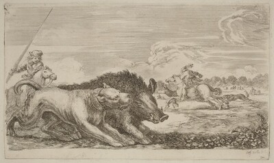 Boar Chased by a Dog