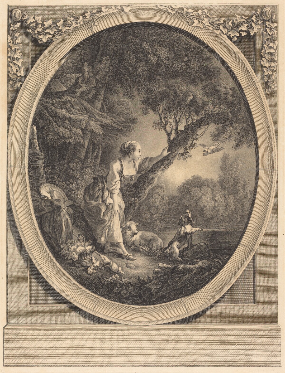 L'Arrivée du Courrier by Jacques-Firmin Beauvarlet after François Boucher