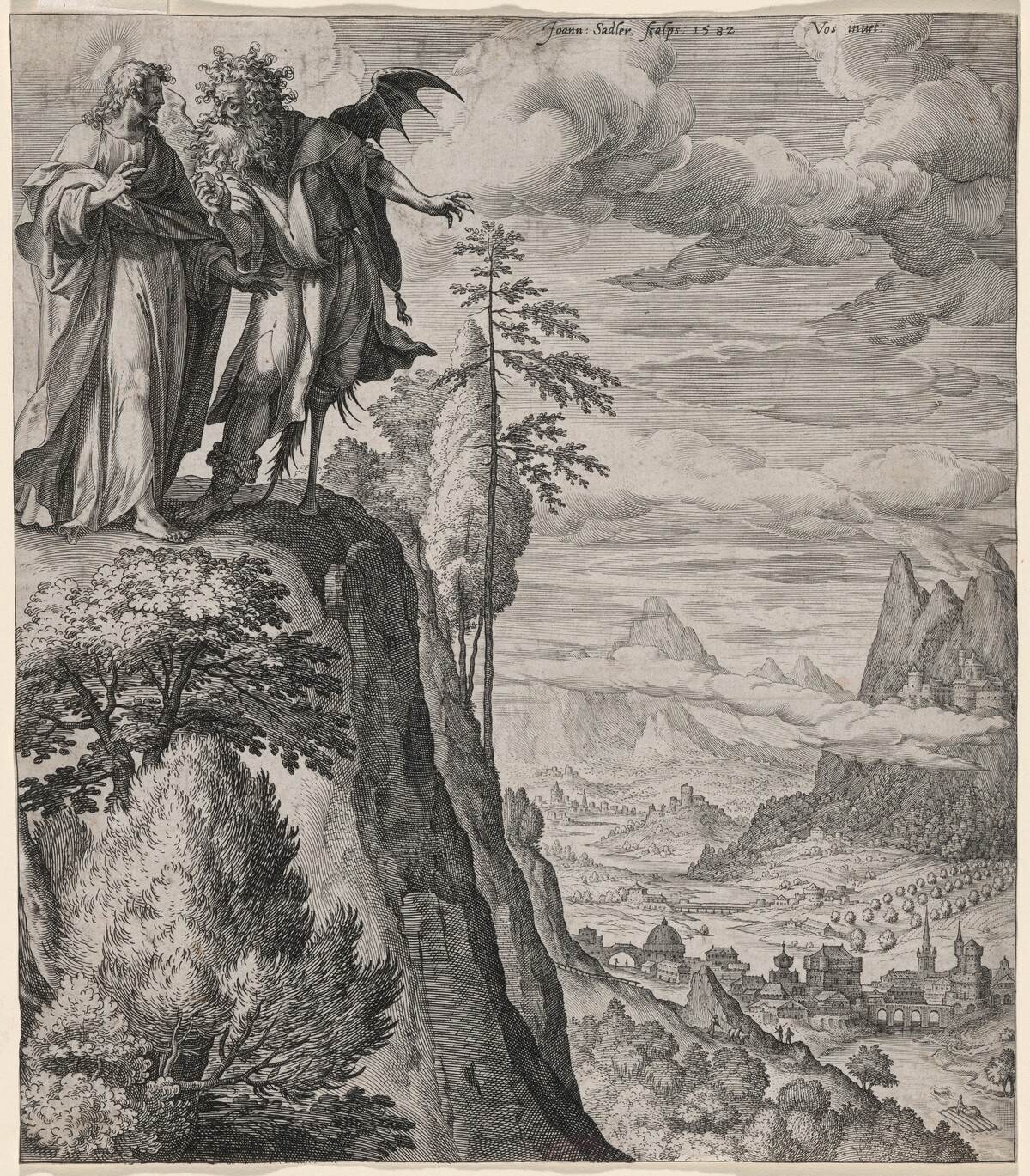 The Temptation of Christ by Jan Sadeler I, after Maarten de Vos